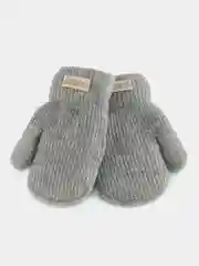 Серый детские варежки на веревке с мехом 2-4 года