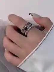 Серый кольцо сердце, бижутерия, под серебро, в форме сердца, размер регулируемый