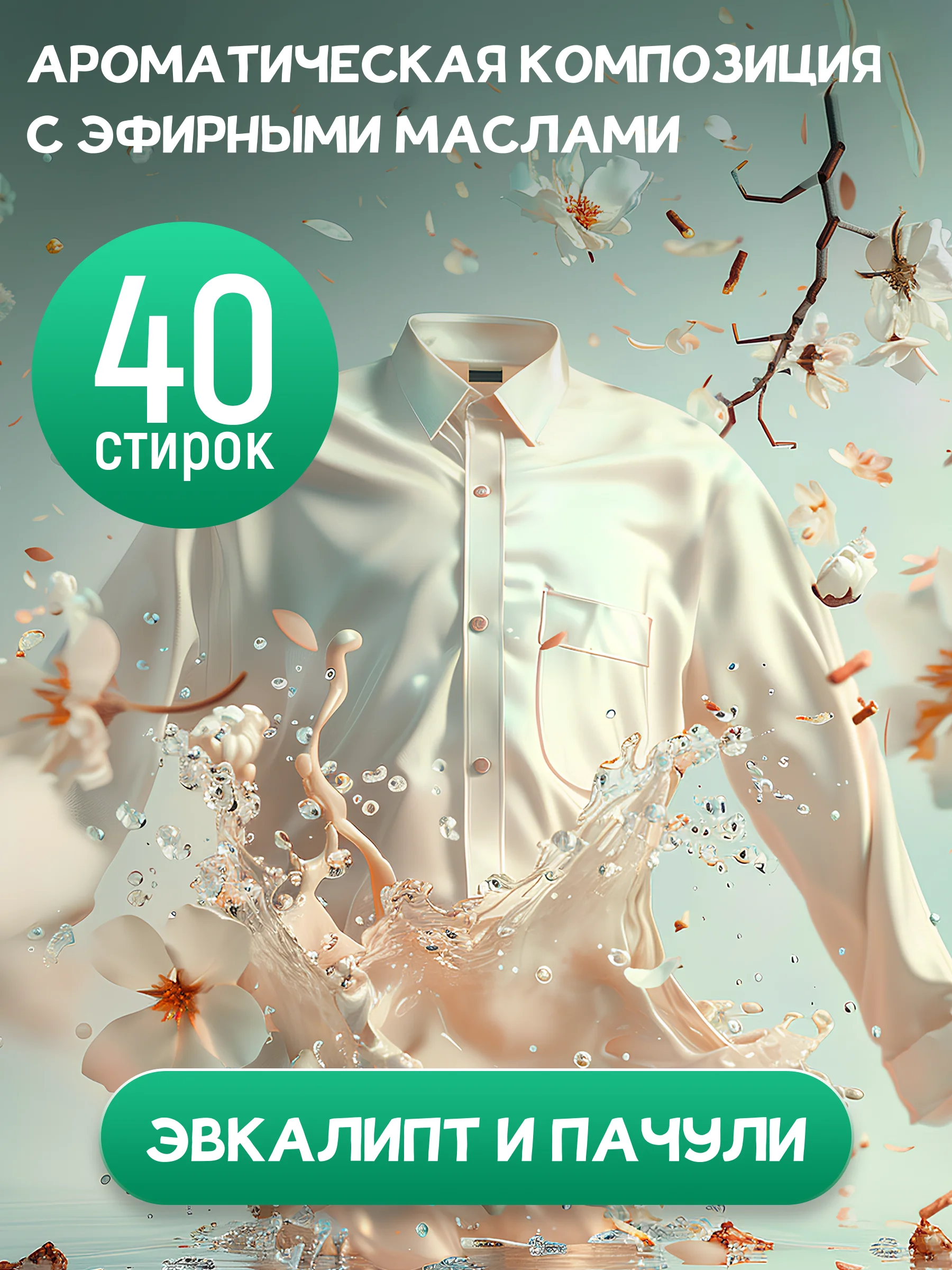 Кондиционер для белья Wellery Ecoexpert с эфирным маслом Эвкалипта и Пачули, 1 литр