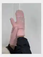 Розовый варежки женские с мехом внутри