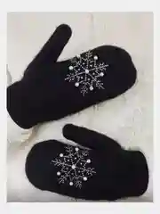 Черный варежки женские с мехом внутри