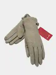 Бежевый теплые замшевые женские перчатки, букле