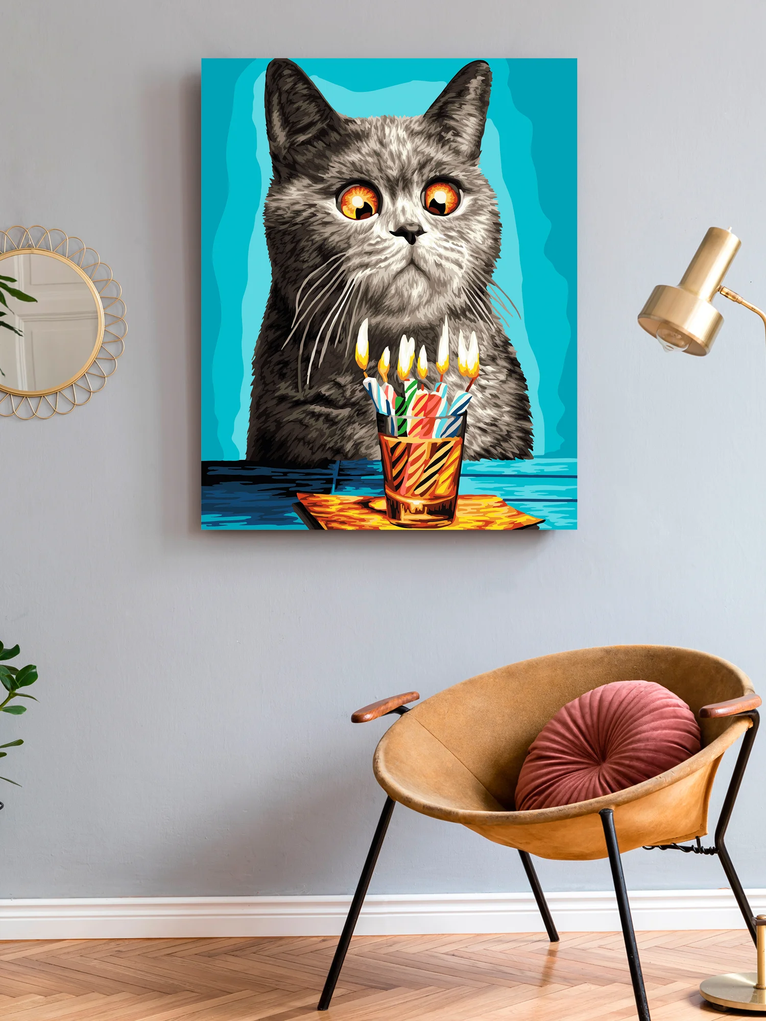 "С днём рождения! кот" Картина по номерам на холсте с подрамником 40 х 50 "Art on Canvas"