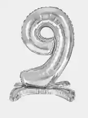 Серебряный шары Цифра, 32/81 см на подставке, 4 цвета