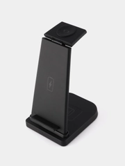 Беспроводная зарядка 15W 3 в 1 для Apple, док станция QI стандарта, Black