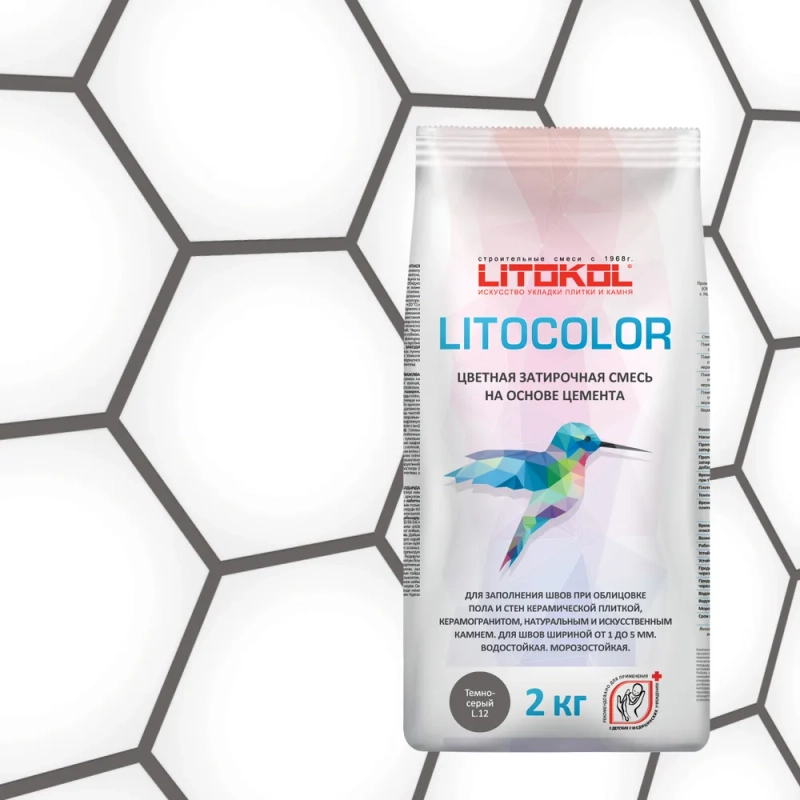 Затирка	LITOKOL	LITOCOLOR L.12 темно-серый 2 кг