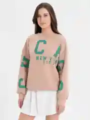 Тёмно-серый женский свитшот с начесом, oversize, с модным принтом на спине CHICАGO