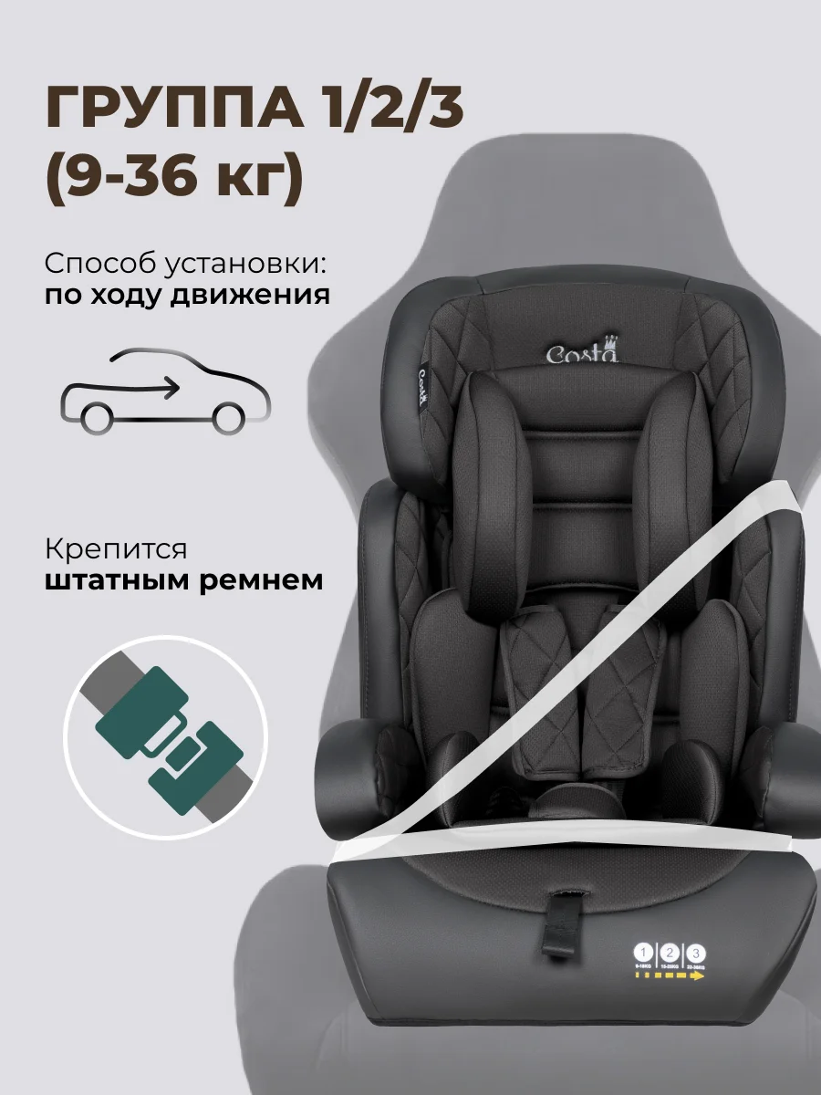 Черный автокресло детское Farfello CS-003 YB702A, группа I/II/III, 9-36 кг