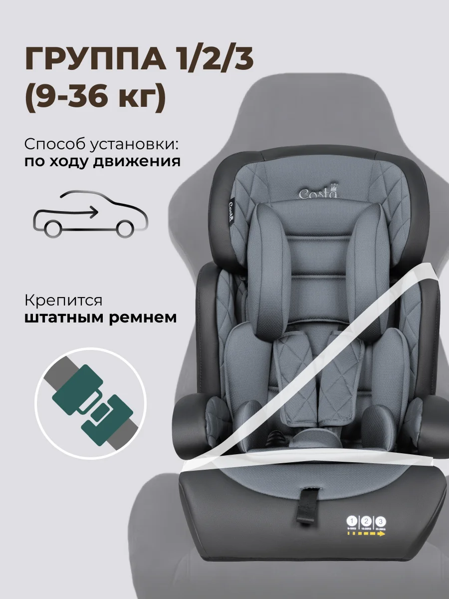 Тёмно-серый автокресло детское Farfello CS-003 YB702A, группа I/II/III, 9-36 кг