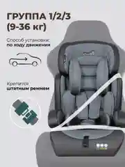 Тёмно-серый автокресло детское Farfello CS-003 YB702A, группа I/II/III, 9-36 кг