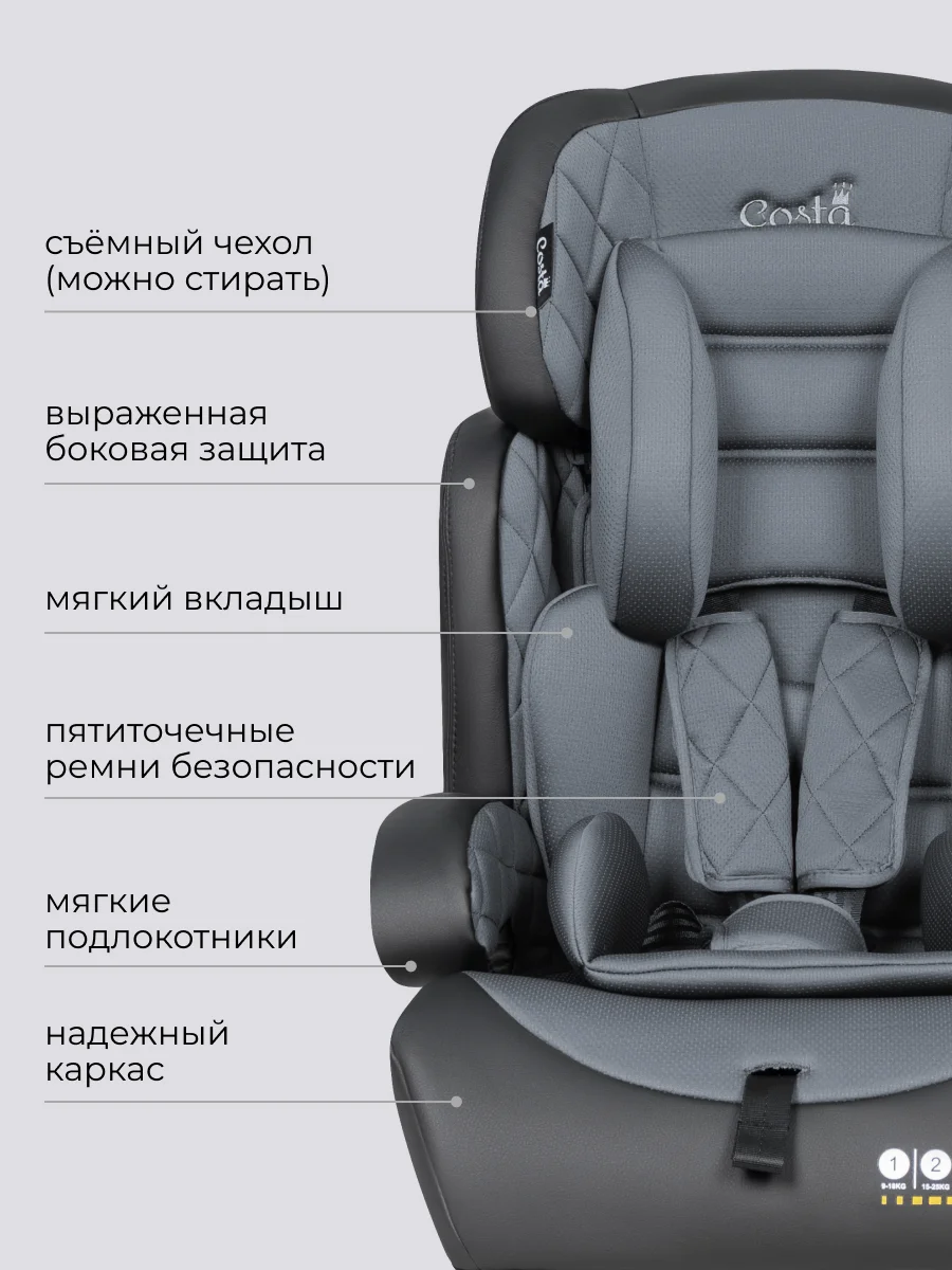 Тёмно-серый автокресло детское Farfello CS-003 YB702A, группа I/II/III, 9-36 кг