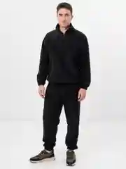 Черный спортивные костюмы мужские зимние на флисе / костюмы мужские зима 2024/ двухсторонний флис