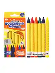 Карандаши восковые 6 цветов, 93х 8 мм, Calligrata