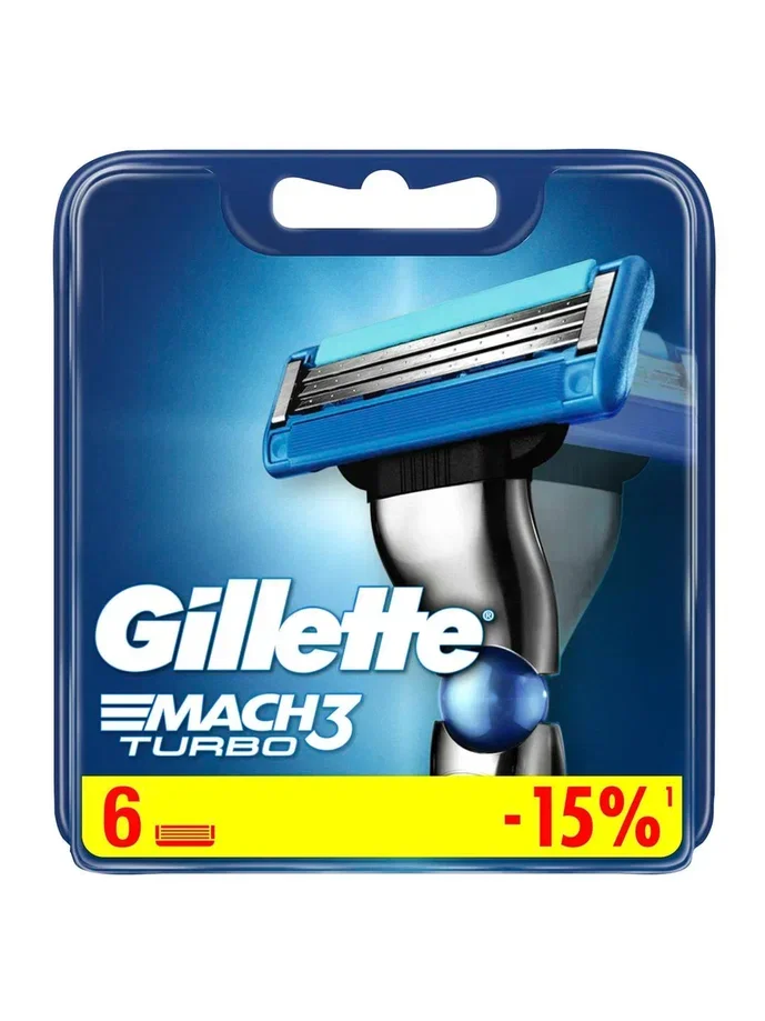Сменные Кассеты Для Мужской Бритвы Gillette Mach3 Turbo, с 3 лезвиями, для точного бритья, с улучшенной смазывающей полоской, для точного бритья, 6 шт