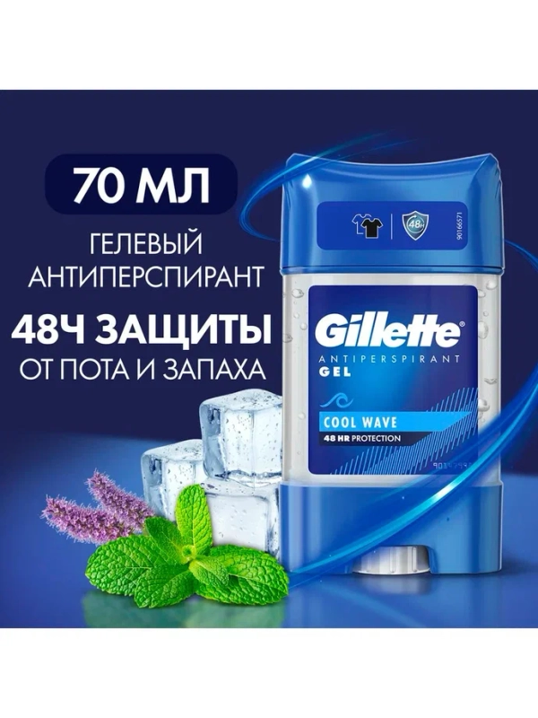 Гелевый дезодорант-антиперспирант Gillette "Cool Wave", 70мл.