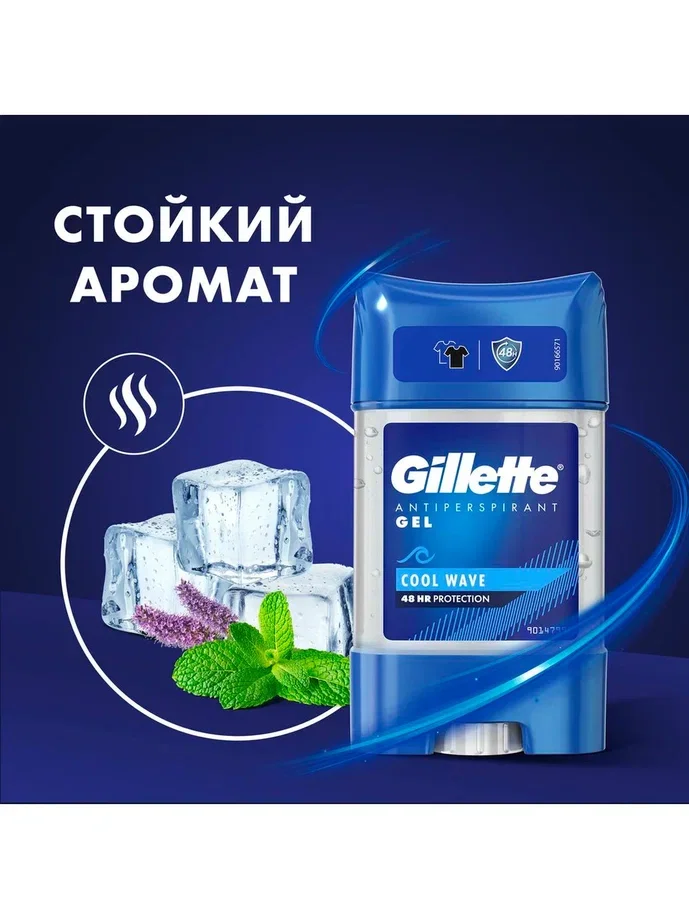 Гелевый дезодорант-антиперспирант Gillette "Cool Wave", 70мл.