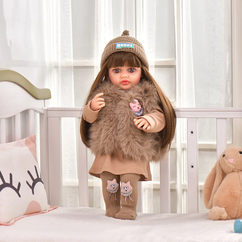 Кораллово-розовый кукла силиконовая реборн 55 см для девочки, Reborn, можно купать, с аксессуарами