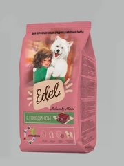 Сухой корм для взр собак EDEL, для средних и крупных пород, с говядиной, 2 кг