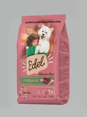 Сухой корм для собак EDEL, для средних и крупных пород, с говядиной, 12 кг