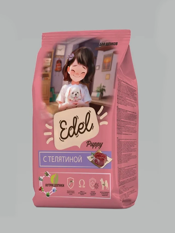 Полнорационный сухой корм для щенков EDEL с Телятиной, 1,8 кг