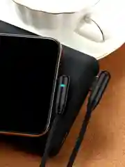 Синий кабель плетеный для iPhone с быстрой зарядкой и подсветкой