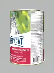 Консервы Happy Cat для кошек Кролик с Индейкой Кусочки в соусе, 12 штук по 400 г