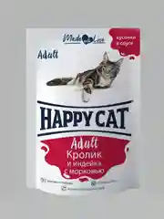 Корм Happy Cat, кролик и индейка с морковью, 24 штуки по 85 г