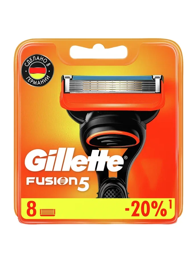 Сменные Кассеты Gillette Fusion5 Для Мужской Бритвы, 8 шт., с 5 лезвиями, c точным триммером для труднодоступных мест
