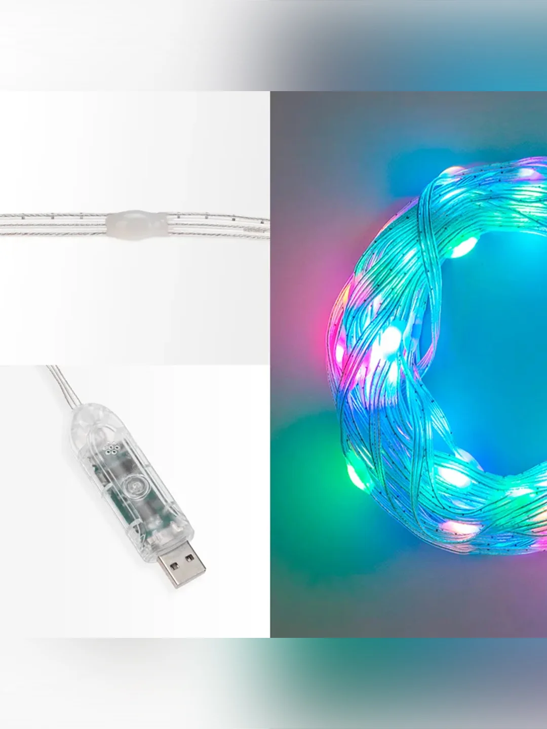 Гирлянда смарт Neon-Night Нить из росы с крупными светодиодами, 10м, 100LED RGB, IP20, USB