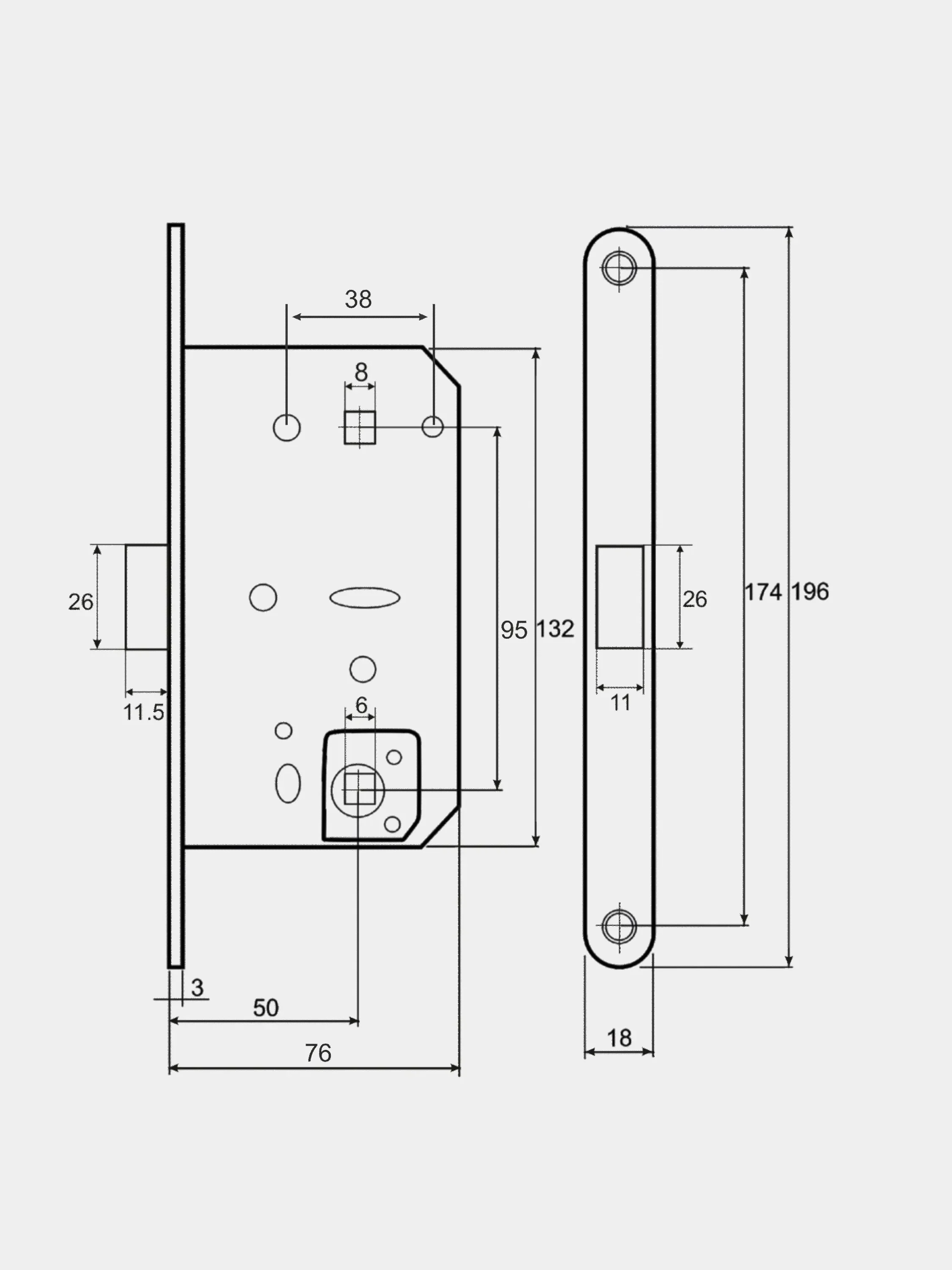 Ручка дверная VETTORE R06.081 с фиксатором, врезным замком и петлями, Черный матовый