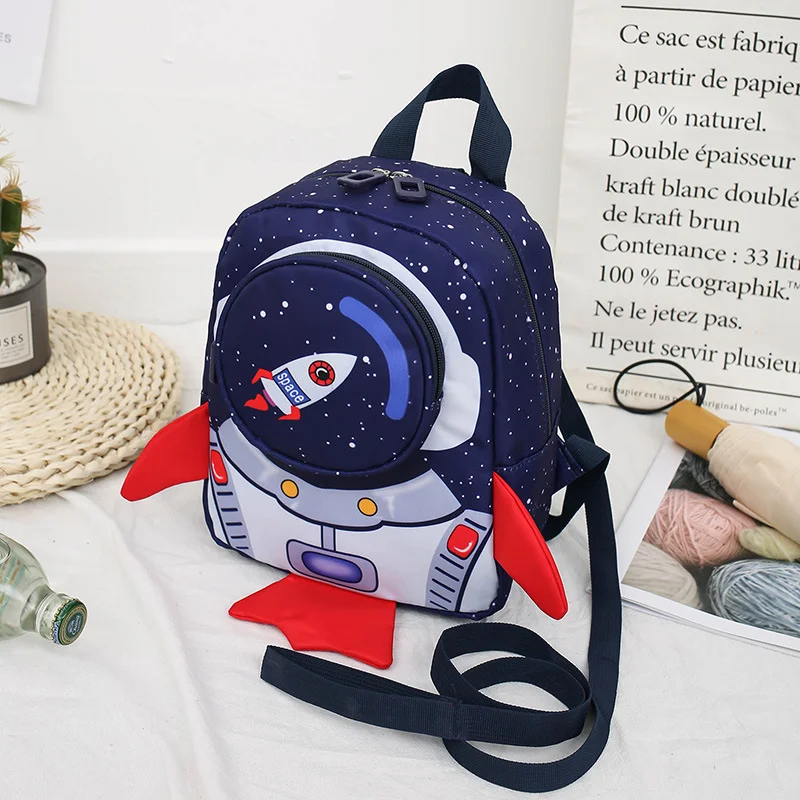 Синий рюкзак детский, космический принт, 4-7 лет