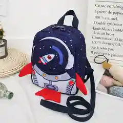 Синий рюкзак детский, космический принт, 4-7 лет