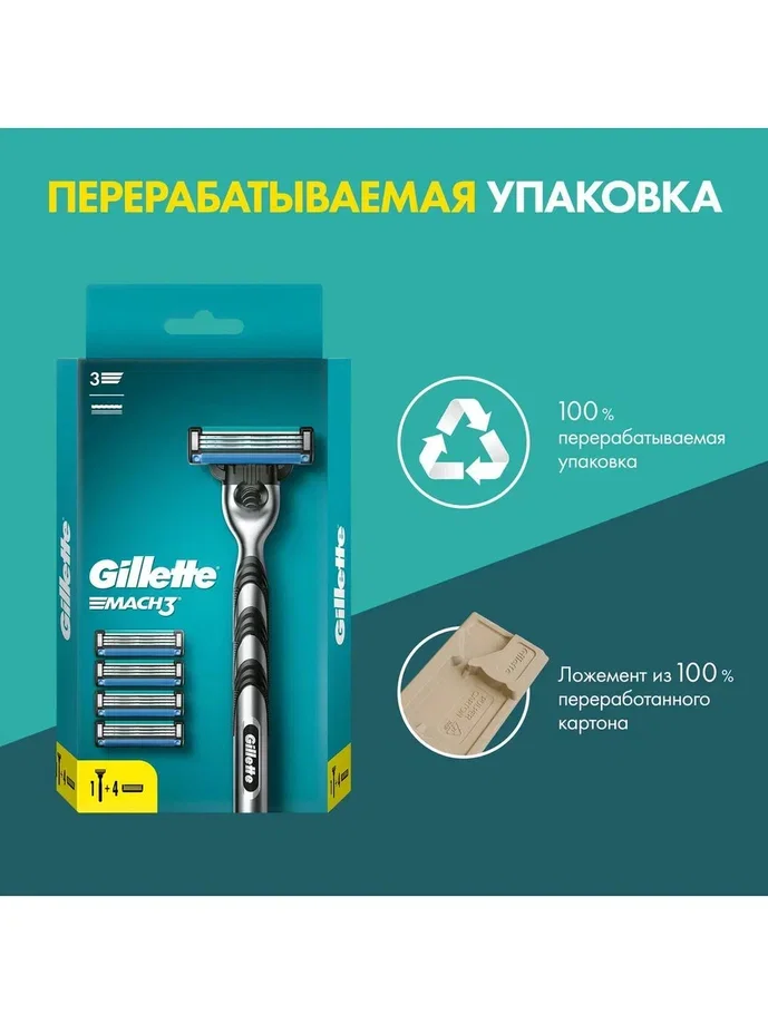 Gillette Mach3 Мужская Бритва , 5 кассет, с 3 лезвиями, прочнее, чем сталь, для точного бритья
