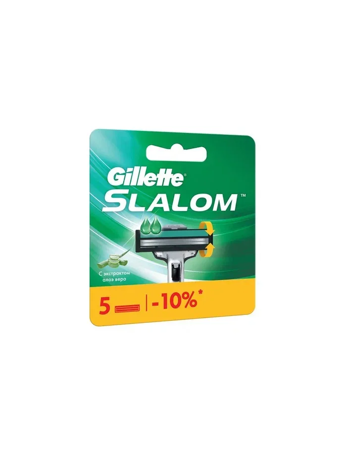 Сменные Кассеты Для Мужской Бритвы Gillette Slalom, с 2 лезвиями, с точным триммером, 5 шт