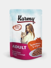 Karmy ADULT Телятина в соусе 80г. Консервированный корм для кошек старше 1 года