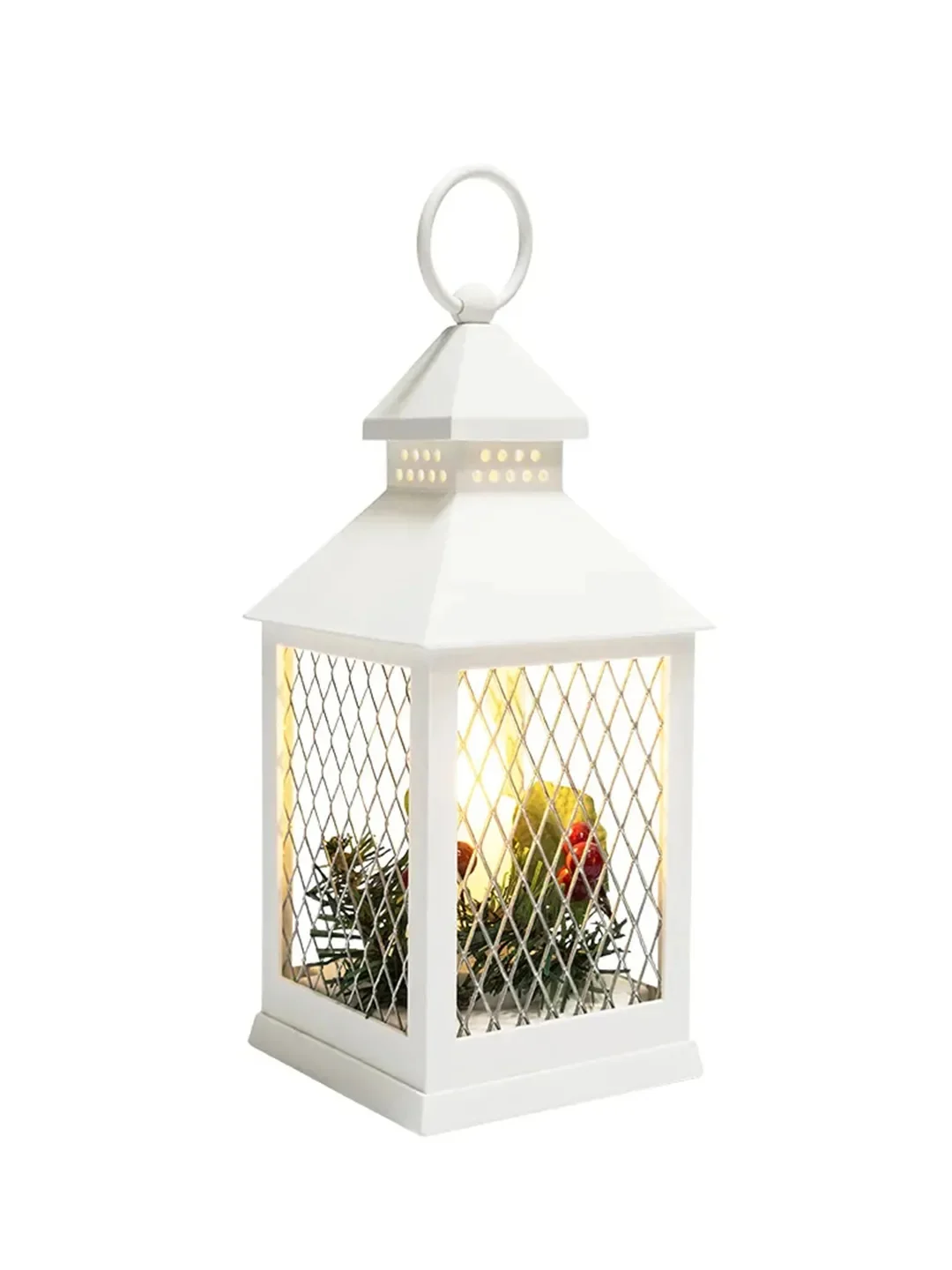 Декоративный фонарь со свечкой Neon-Night, белый корпус, 10,5х10,5х24 см, теплый белый