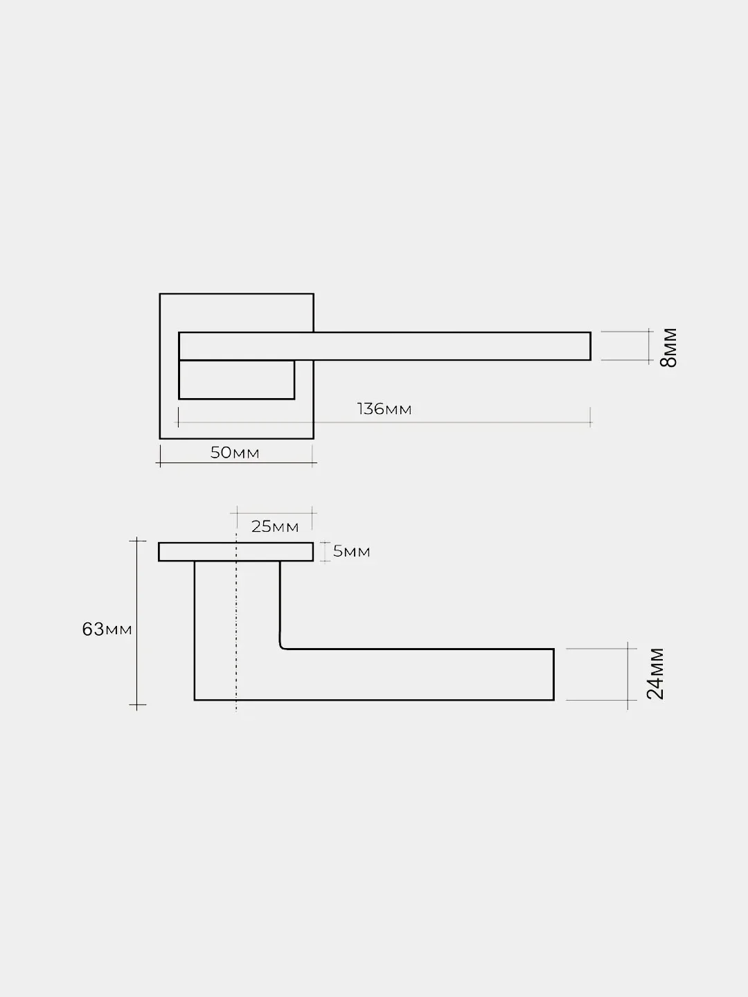 Ручка дверная на цинковом основании ABRISS R21.180 MBP (Черный матовый) для дверей