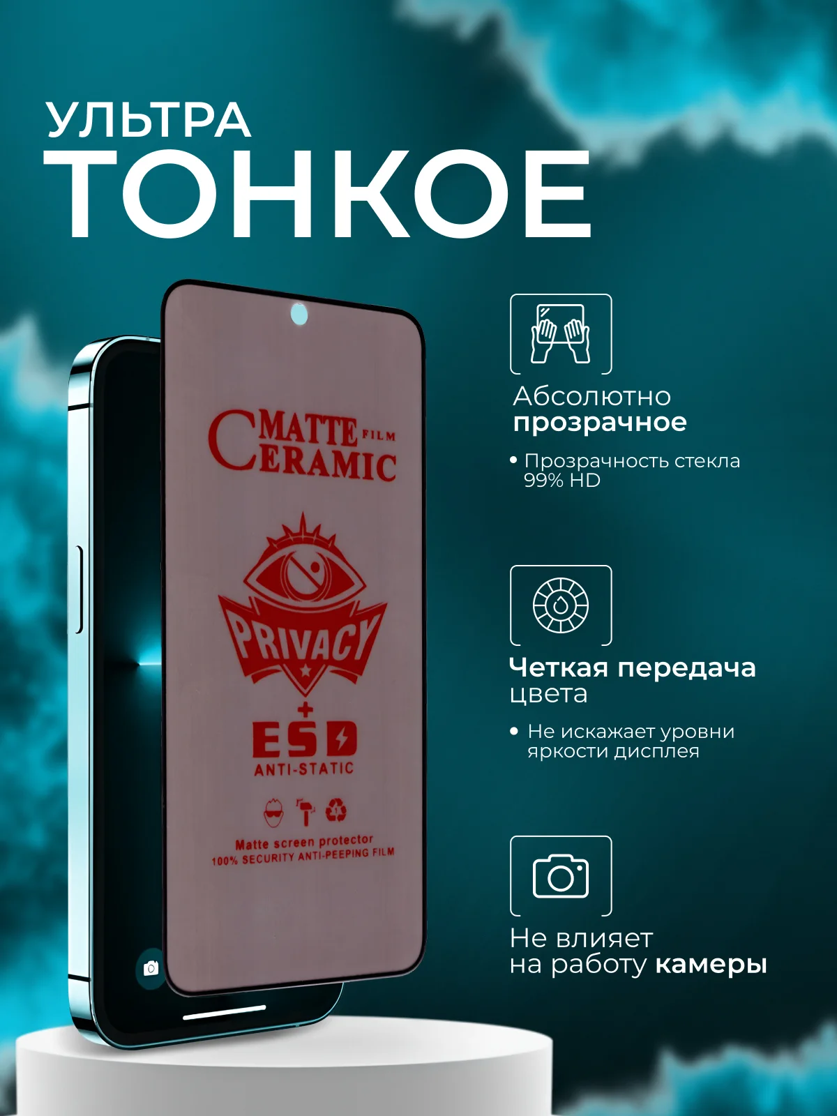 Керамическая пленка антишпион для Samsung Galaxy S22 / S23 ( Самсунг С23/ С22), матовая