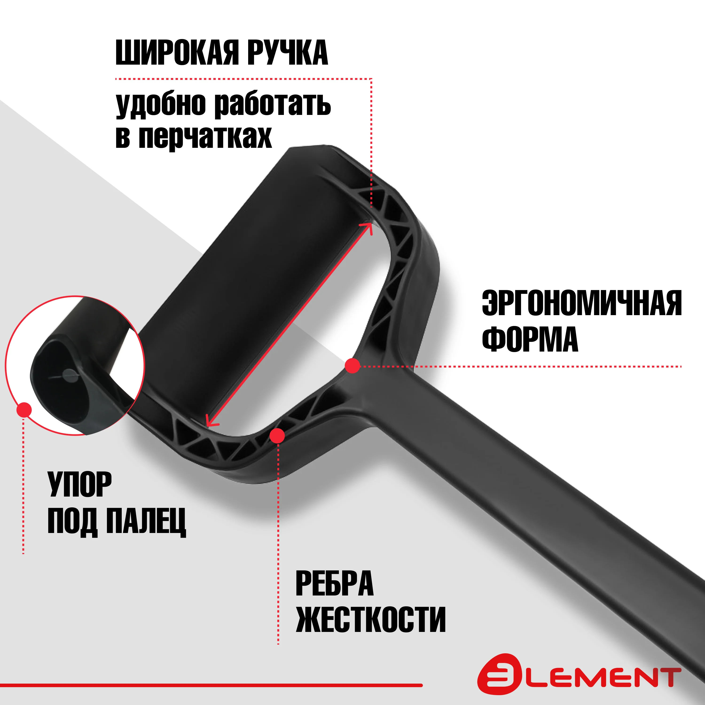 Лопата автомобильная (для снега, туризма, сада) цельнолитая из полипропилена, ELEMENT