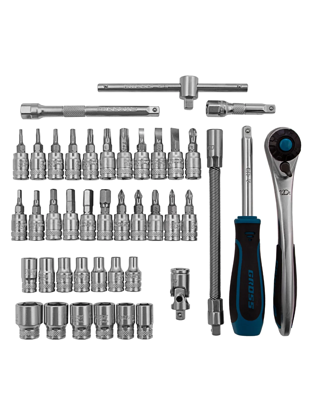 Набор инструментов 42 предмета, 120 зубьев, CrV, 1/4", GROSS, 14146