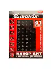 Набор бит с магнитным держателем, CrV, 61 шт., MATRIX, 11387