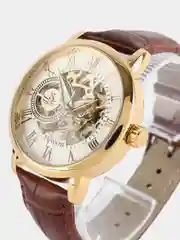 Желтый часы механические наручные мужские SEWOR скелетон