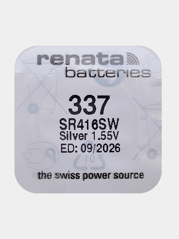 Батарейка Renata 337 (SR416SW), 1.55V, 8 mAh, Япония, 1 штука