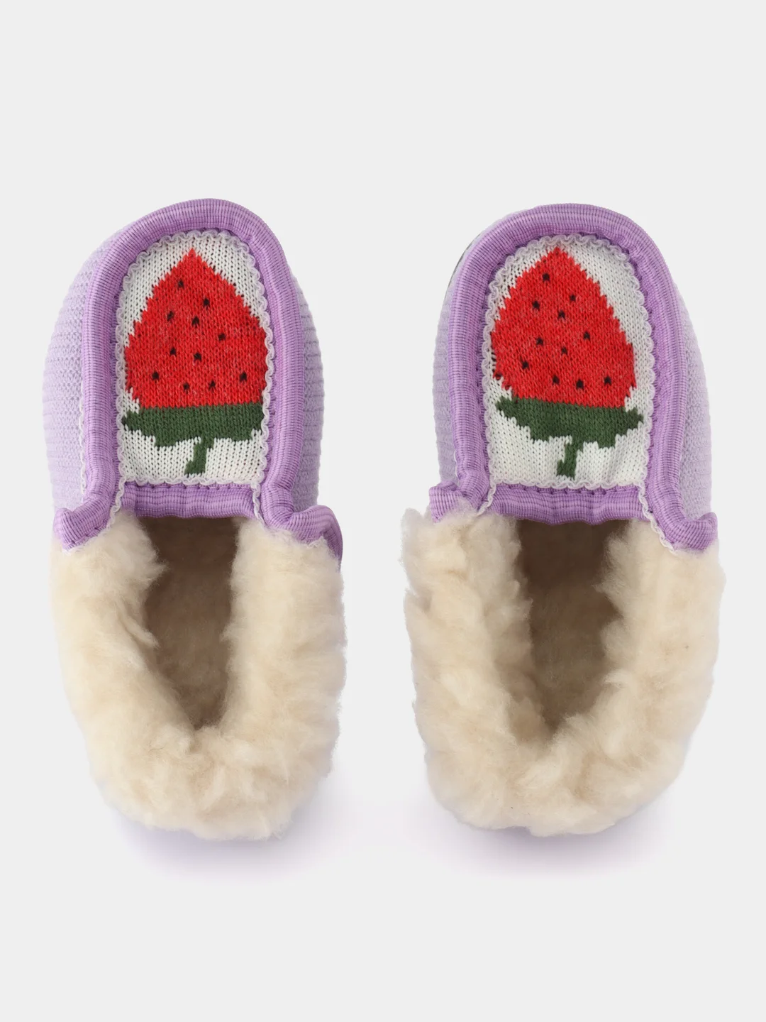 Сиреневый чуни-тапочки для девочек вязаные Soft Slippers, утепленные экомехом