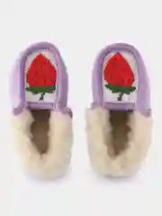 Сиреневый чуни-тапочки для девочек вязаные Soft Slippers, утепленные экомехом