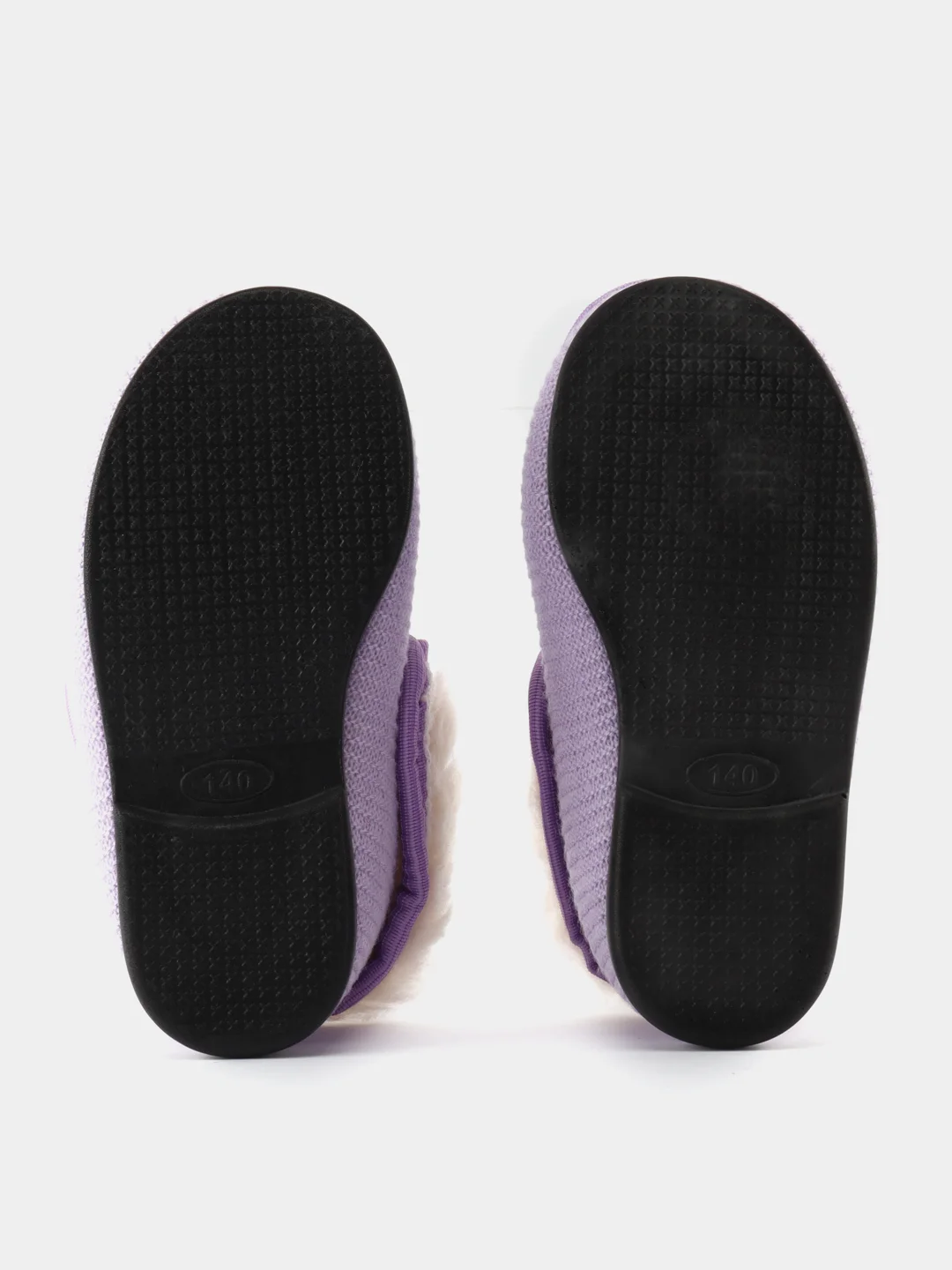 Сиреневый чуни-тапочки для девочек вязаные Soft Slippers, утепленные экомехом