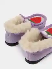 Сиреневый чуни-тапочки для девочек вязаные Soft Slippers, утепленные экомехом