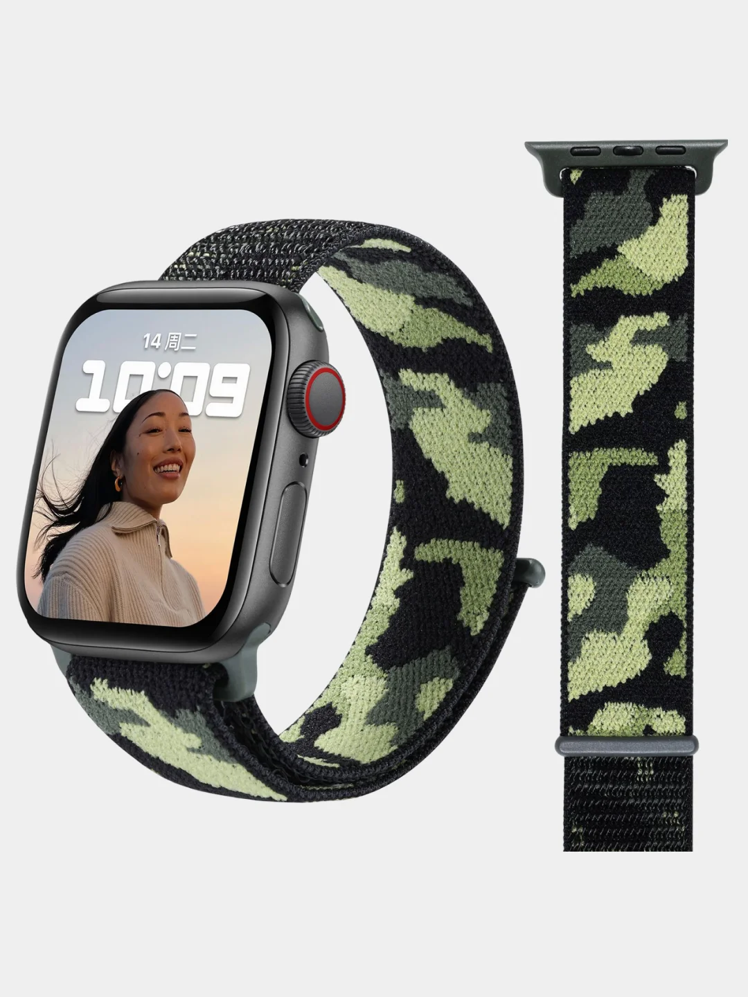 Зелёный хаки нейлоновый ремешок Apple Watch series 4 5 6 7, 38 40 41 42 44 45 49 мм браслет эппл ватч