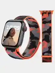 Оранжевый нейлоновый ремешок Apple Watch series 4 5 6 7, 38 40 41 42 44 45 49 мм браслет эппл ватч