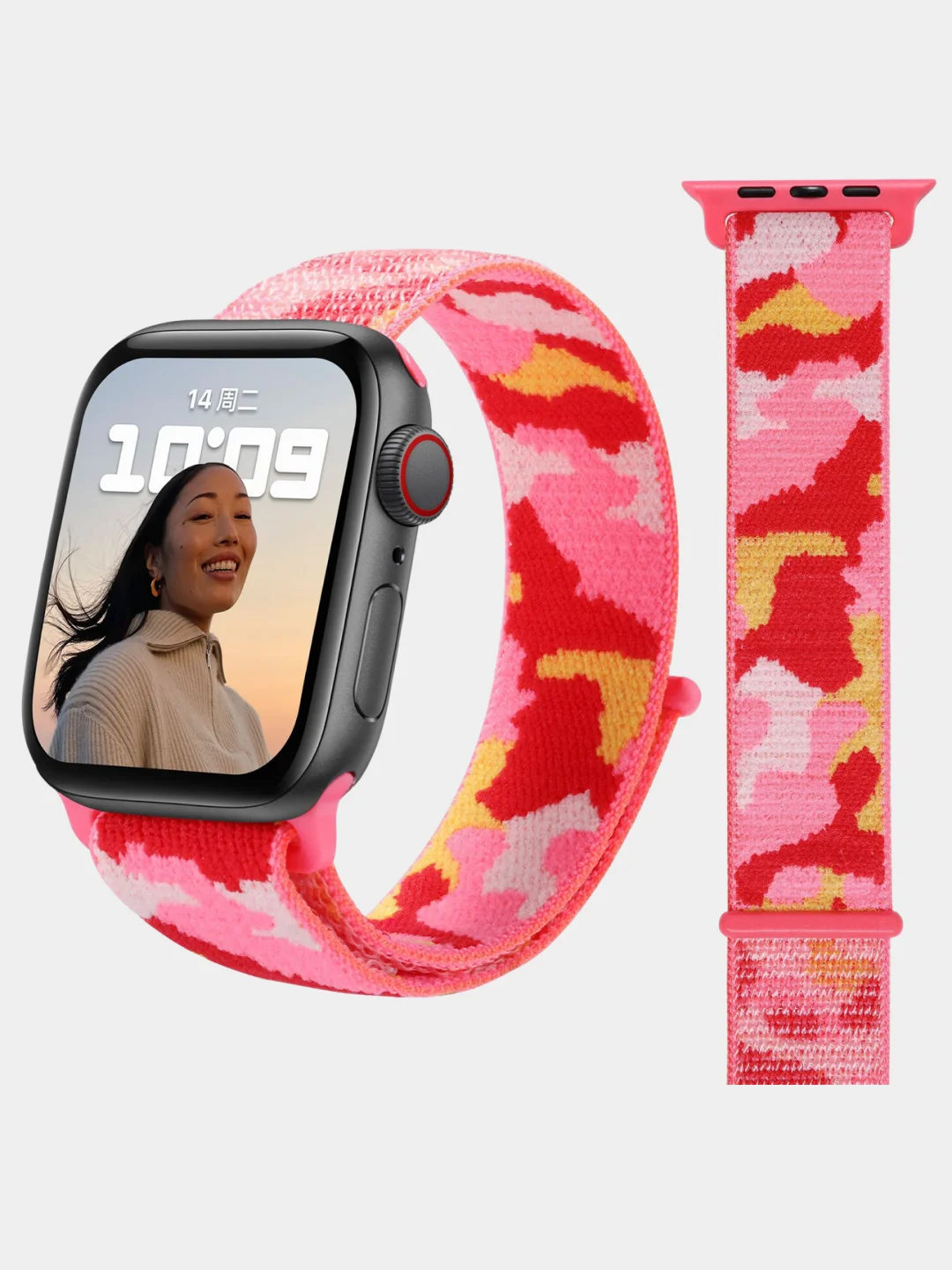 Розовый нейлоновый ремешок Apple Watch series 4 5 6 7, 38 40 41 42 44 45 49 мм браслет эппл ватч